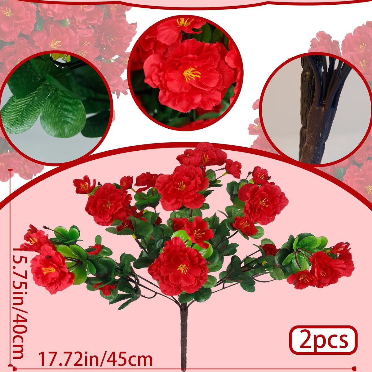 2 Pcs Artificial Flowers for Outdoors Faux Silk Camellia Yellow Flowers