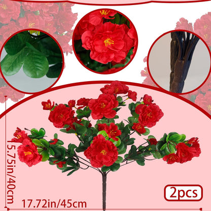 2 Pcs Artificial Flowers for Outdoors Faux Silk Camellia Yellow Flowers