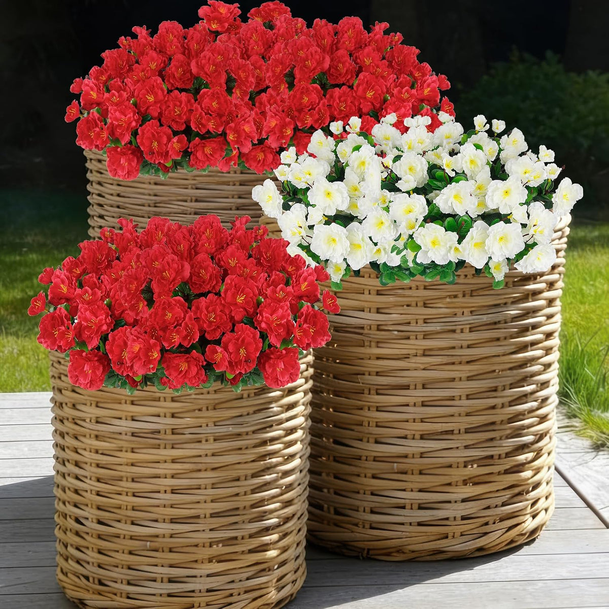 2 Pcs Artificial Flowers for Outdoors Faux Silk Camellia Yellow Flowers