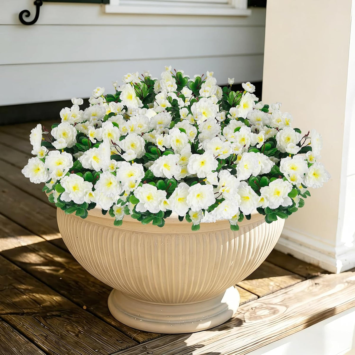 2 Pcs Artificial Flowers for Outdoors Faux Silk Camellia Yellow Flowers