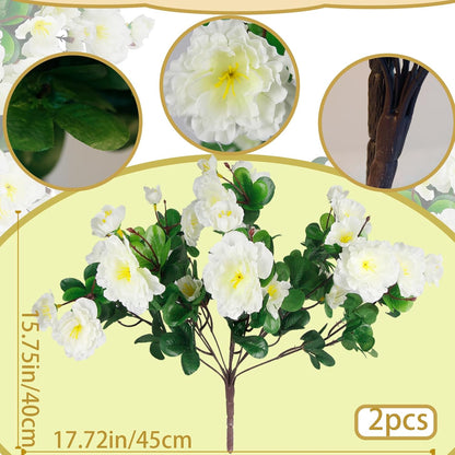 2 Pcs Artificial Flowers for Outdoors Faux Silk Camellia Yellow Flowers