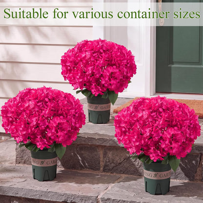 2 Pack Blue White Artificial Hydrangea Flowers Potted for Outdoor | 8 Bundles Faux Hydrangea Plant with 40heads in Pots UV Resistant Realistic Faux Plant Pots for Garden Yard Patio Path Home