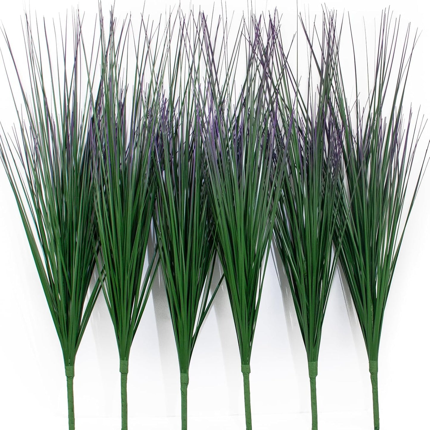 27" Artificial Plants Onion Grass | Tall Faux Greenery Shrubs - Fake Wheat Stems & Tall Grass Bushes for Indoor/Outdoor Home, Office, Garden, Porch & Window Box Decor 6 Pack - Green Red Tail