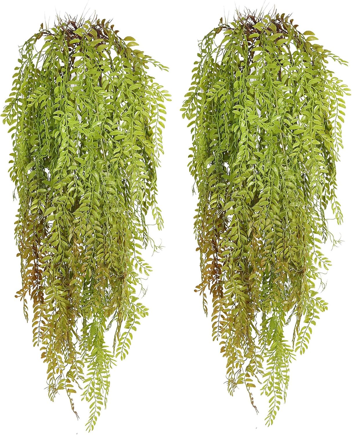 2 Pcs 3.7Ft Hanging Fake Plants Faux Ferns Ivy Willow Vine Leaves Wall Greenery Artificial Vine Plastic for Spring Summer Home Garden Wedding Graduation Party Indoor Outdoor Decorations(Green)