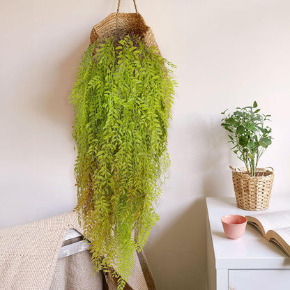 2 Pcs 3.7Ft Hanging Fake Plants Faux Ferns Ivy Willow Vine Leaves Wall Greenery Artificial Vine Plastic for Spring Summer Home Garden Wedding Graduation Party Indoor Outdoor Decorations(Green)