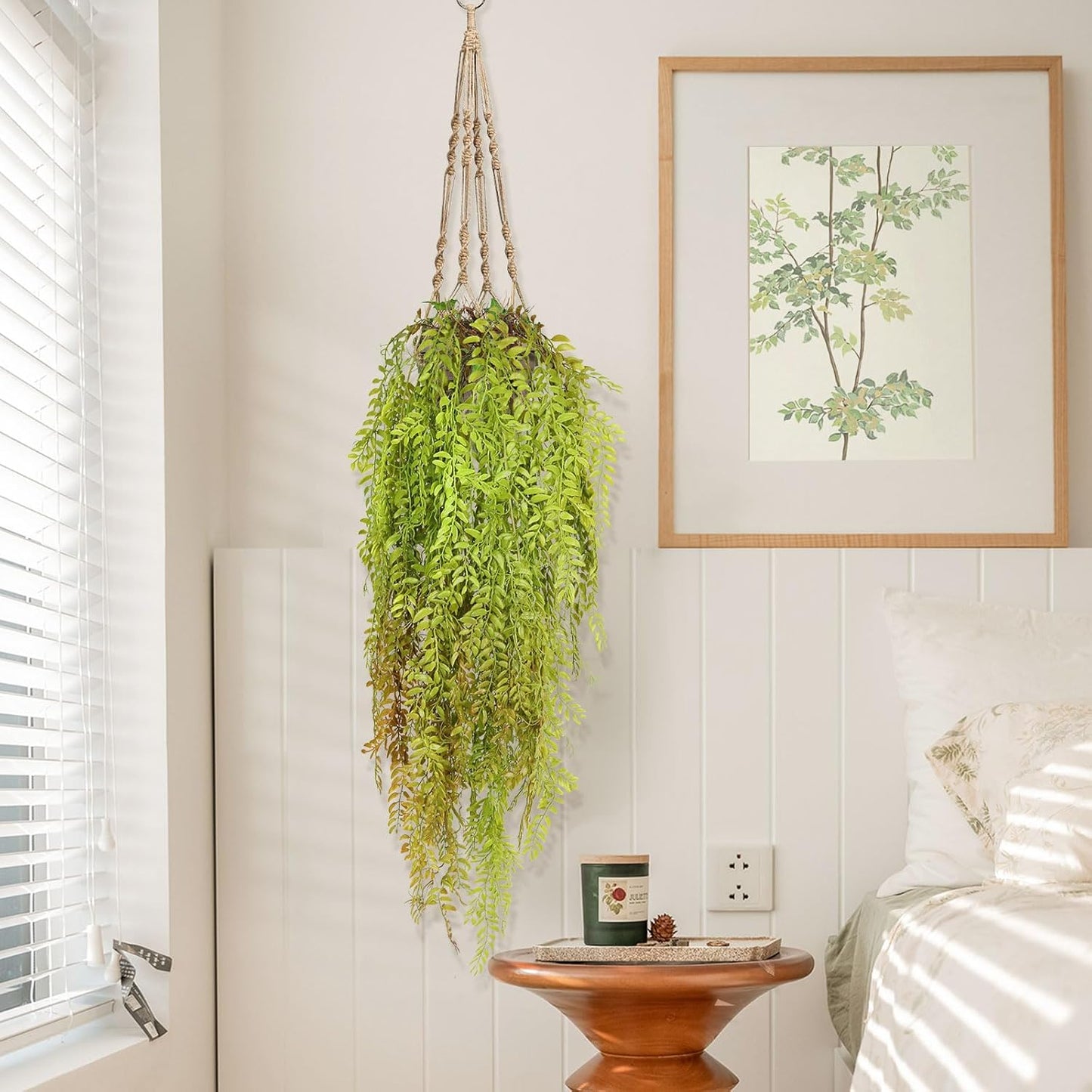 2 Pcs 3.7Ft Hanging Fake Plants Faux Ferns Ivy Willow Vine Leaves Wall Greenery Artificial Vine Plastic for Spring Summer Home Garden Wedding Graduation Party Indoor Outdoor Decorations(Green)