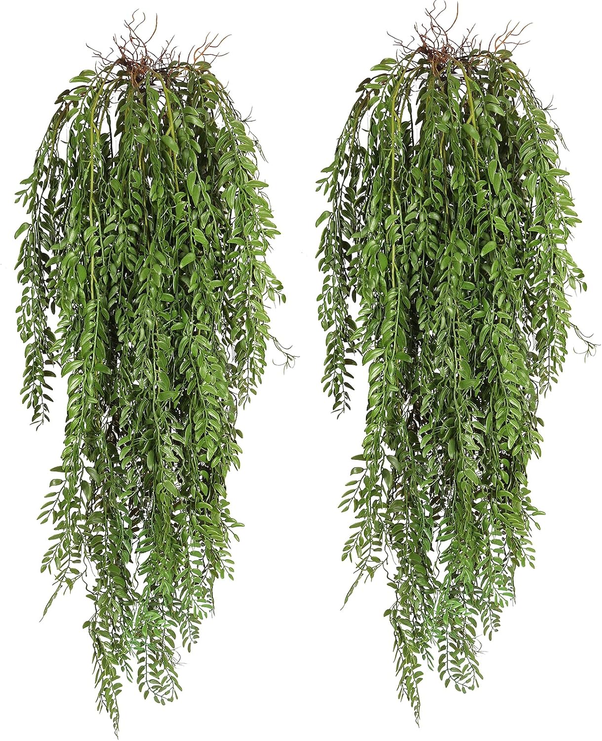 2 Pcs 3.7Ft Hanging Fake Plants Faux Ferns Ivy Willow Vine Leaves Wall Greenery Artificial Vine Plastic for Spring Summer Home Garden Wedding Graduation Party Indoor Outdoor Decorations(Green)