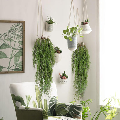 2 Pcs 3.7Ft Hanging Fake Plants Faux Ferns Ivy Willow Vine Leaves Wall Greenery Artificial Vine Plastic for Spring Summer Home Garden Wedding Graduation Party Indoor Outdoor Decorations(Green)