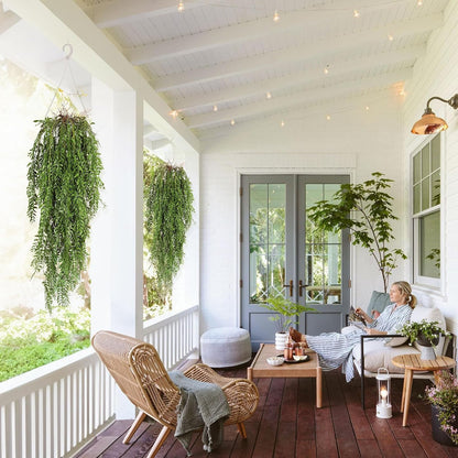 2 Pcs 3.7Ft Hanging Fake Plants Faux Ferns Ivy Willow Vine Leaves Wall Greenery Artificial Vine Plastic for Spring Summer Home Garden Wedding Graduation Party Indoor Outdoor Decorations(Green)