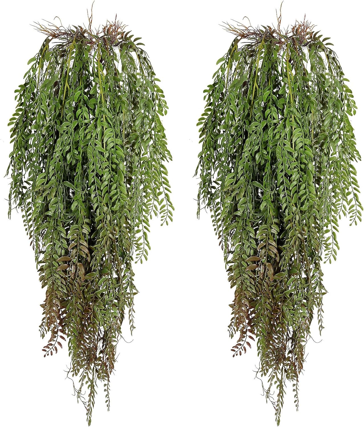 2 Pcs 3.7Ft Hanging Fake Plants Faux Ferns Ivy Willow Vine Leaves Wall Greenery Artificial Vine Plastic for Spring Summer Home Garden Wedding Graduation Party Indoor Outdoor Decorations(Green)