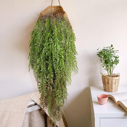 2 Pcs 3.7Ft Hanging Fake Plants Faux Ferns Ivy Willow Vine Leaves Wall Greenery Artificial Vine Plastic for Spring Summer Home Garden Wedding Graduation Party Indoor Outdoor Decorations(Green)