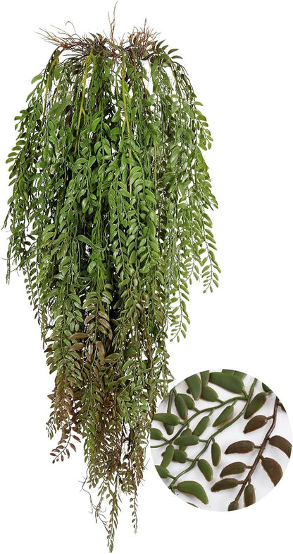 2 Pcs 3.7Ft Hanging Fake Plants Faux Ferns Ivy Willow Vine Leaves Wall Greenery Artificial Vine Plastic for Spring Summer Home Garden Wedding Graduation Party Indoor Outdoor Decorations(Green)