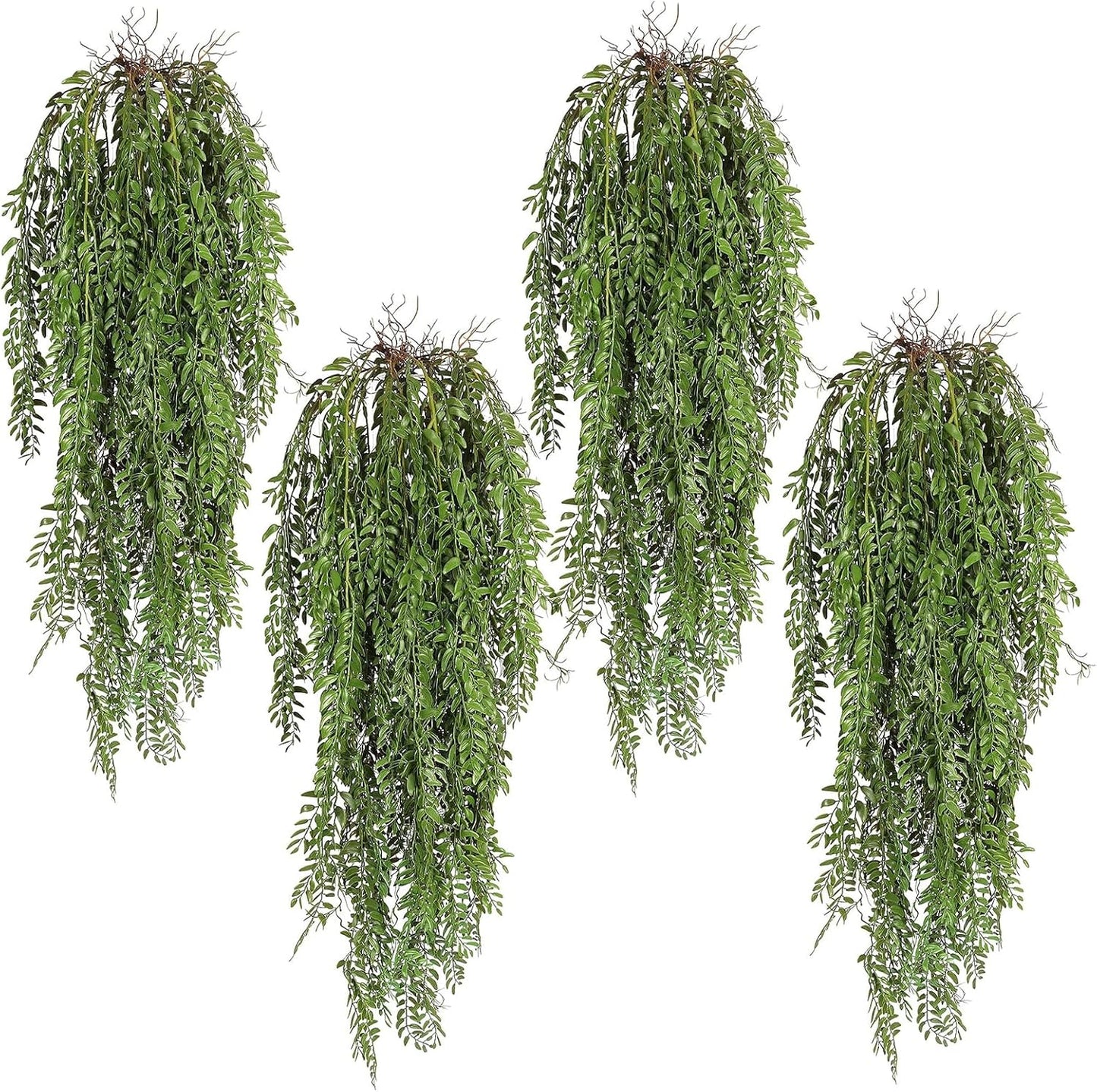 2 Pcs 3.7Ft Hanging Fake Plants Faux Ferns Ivy Willow Vine Leaves Wall Greenery Artificial Vine Plastic for Spring Summer Home Garden Wedding Graduation Party Indoor Outdoor Decorations(Green)
