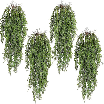 2 Pcs 3.7Ft Hanging Fake Plants Faux Ferns Ivy Willow Vine Leaves Wall Greenery Artificial Vine Plastic for Spring Summer Home Garden Wedding Graduation Party Indoor Outdoor Decorations(Green)