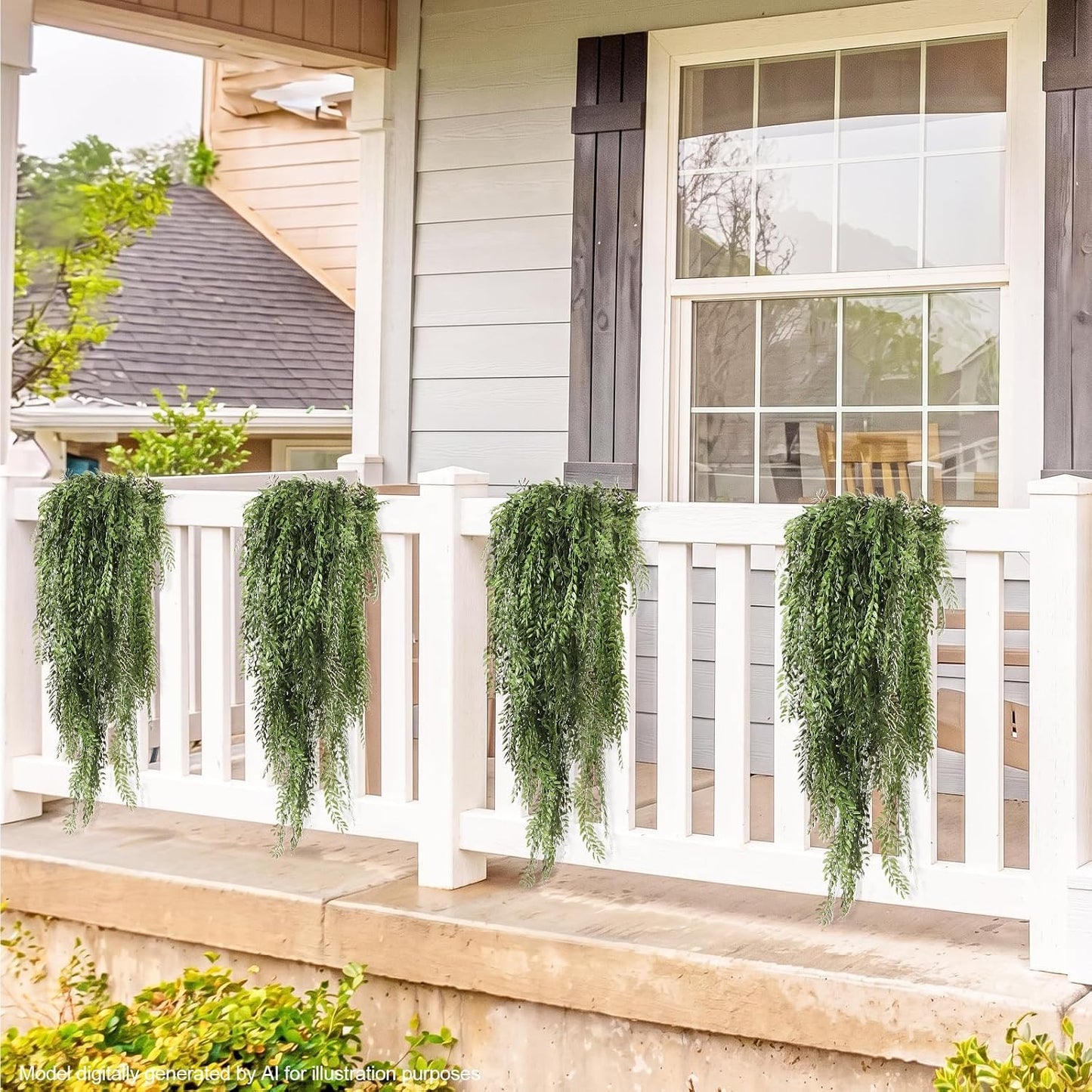 2 Pcs 3.7Ft Hanging Fake Plants Faux Ferns Ivy Willow Vine Leaves Wall Greenery Artificial Vine Plastic for Spring Summer Home Garden Wedding Graduation Party Indoor Outdoor Decorations(Green)