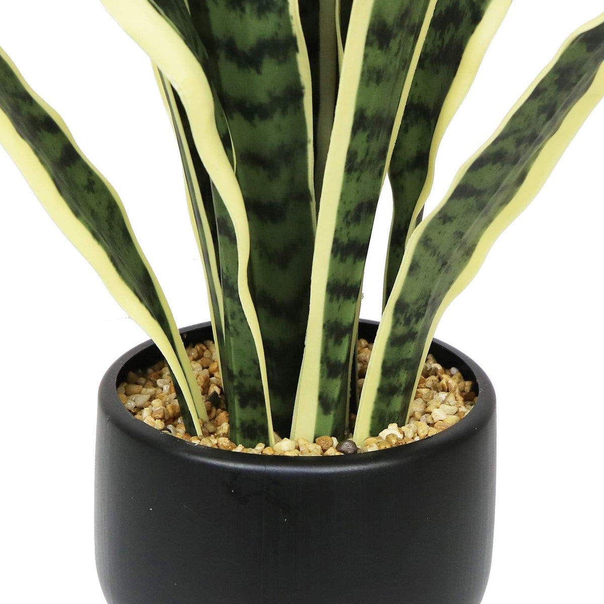 Artificial Snake Plant with Potted 23.6" Fake Plastic Sansevieria Faux Plants in Pot for Outdoor Window Box Verandah Planter Indoor Outside Home Garde Office Room Gardening Decoration