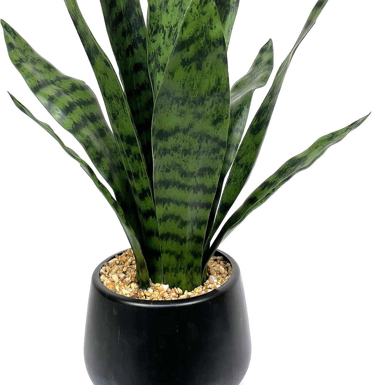 Artificial Snake Plant with Potted 23.6" Fake Plastic Sansevieria Faux Plants in Pot for Outdoor Window Box Verandah Planter Indoor Outside Home Garde Office Room Gardening Decoration