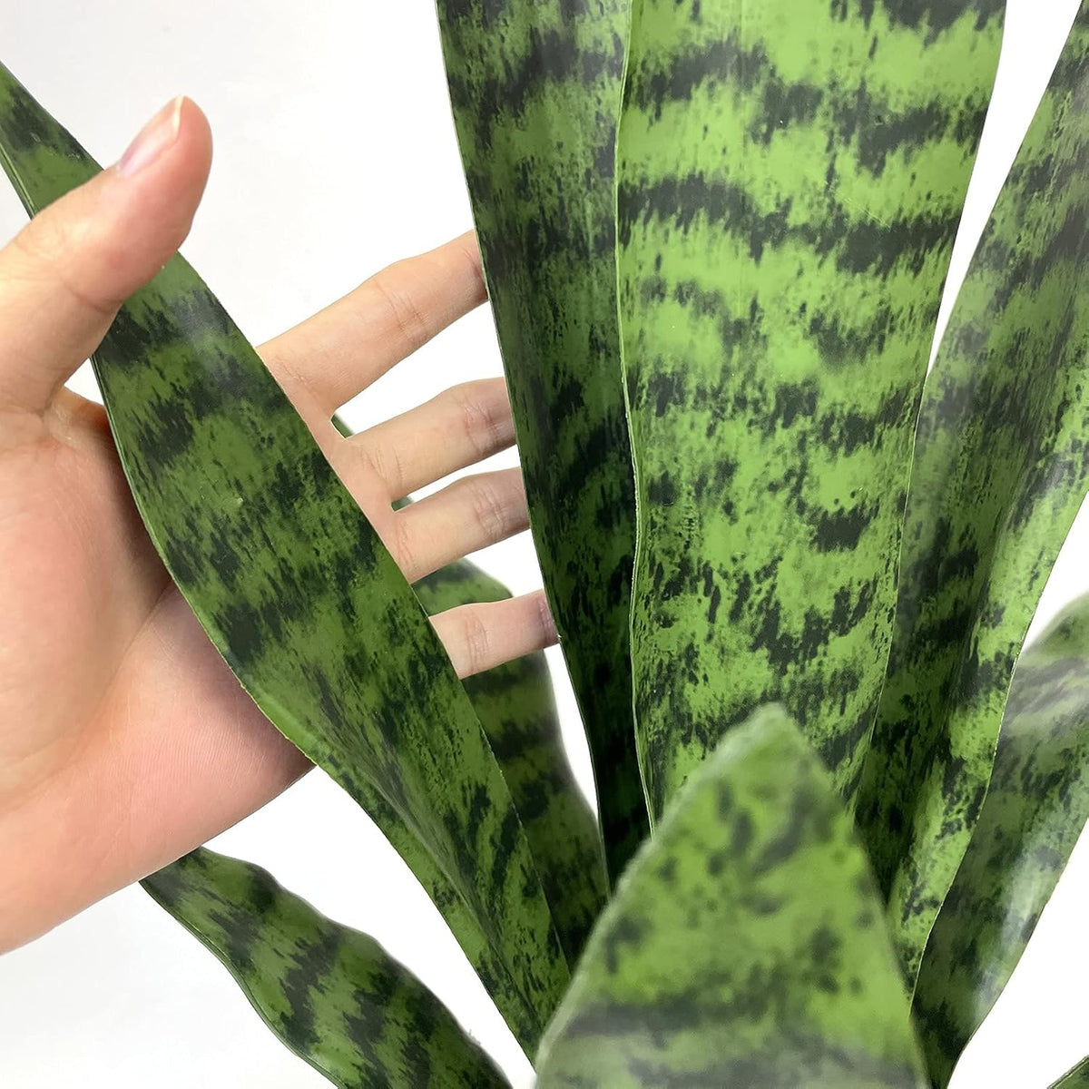 Artificial Snake Plant with Potted 23.6" Fake Plastic Sansevieria Faux Plants in Pot for Outdoor Window Box Verandah Planter Indoor Outside Home Garde Office Room Gardening Decoration