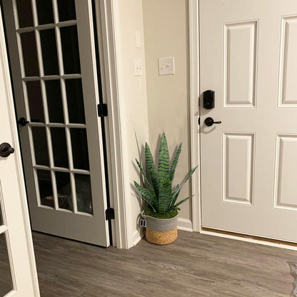 Artificial Snake Plant with Potted 23.6" Fake Plastic Sansevieria Faux Plants in Pot for Outdoor Window Box Verandah Planter Indoor Outside Home Garde Office Room Gardening Decoration