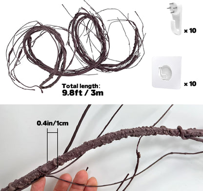 Bendable Brown Small Artificial Tree Branches, Flexible Large Artificial Fake Plants Tree Fake Tree Trunk Garland Rattan Wreath for Wall Hanging Front Door Jungle X'Mas Decoration 300cm/118inch