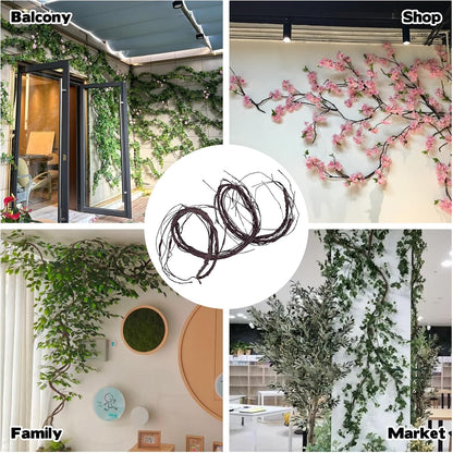 Bendable Brown Small Artificial Tree Branches, Flexible Large Artificial Fake Plants Tree Fake Tree Trunk Garland Rattan Wreath for Wall Hanging Front Door Jungle X'Mas Decoration 300cm/118inch