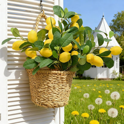 4pcs 23.6-inch Artificial Lemon Branches, Lemon Stems Fake Lemons & Fake Limes for Lemon Party Decorations, Kitchen, Spring Summer Decor