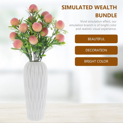 Artificial Peach Branches 2 pcs Fake Fruit Branches for Vase Filling Home Decor DIY Crafts Wreaths Weddings Parties Spring Centerpieces 12.79 X 3.93 X 3.93 in