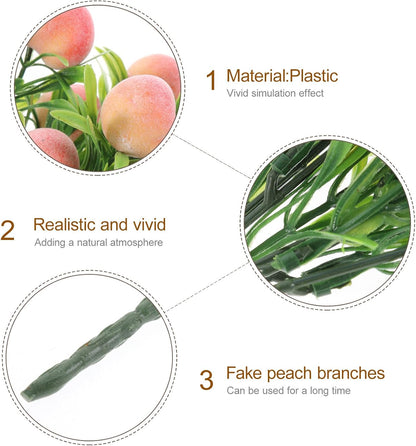 Artificial Peach Branches 2 pcs Fake Fruit Branches for Vase Filling Home Decor DIY Crafts Wreaths Weddings Parties Spring Centerpieces 12.79 X 3.93 X 3.93 in