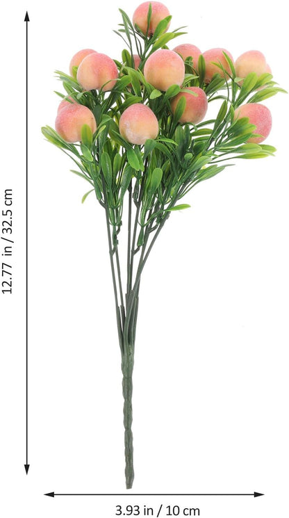 Artificial Peach Branches 2 pcs Fake Fruit Branches for Vase Filling Home Decor DIY Crafts Wreaths Weddings Parties Spring Centerpieces 12.79 X 3.93 X 3.93 in