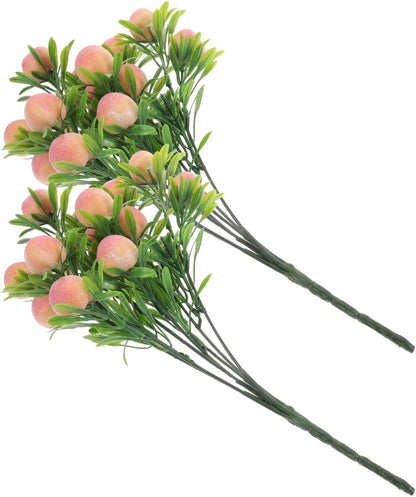 Artificial Peach Branches 2 pcs Fake Fruit Branches for Vase Filling Home Decor DIY Crafts Wreaths Weddings Parties Spring Centerpieces 12.79 X 3.93 X 3.93 in