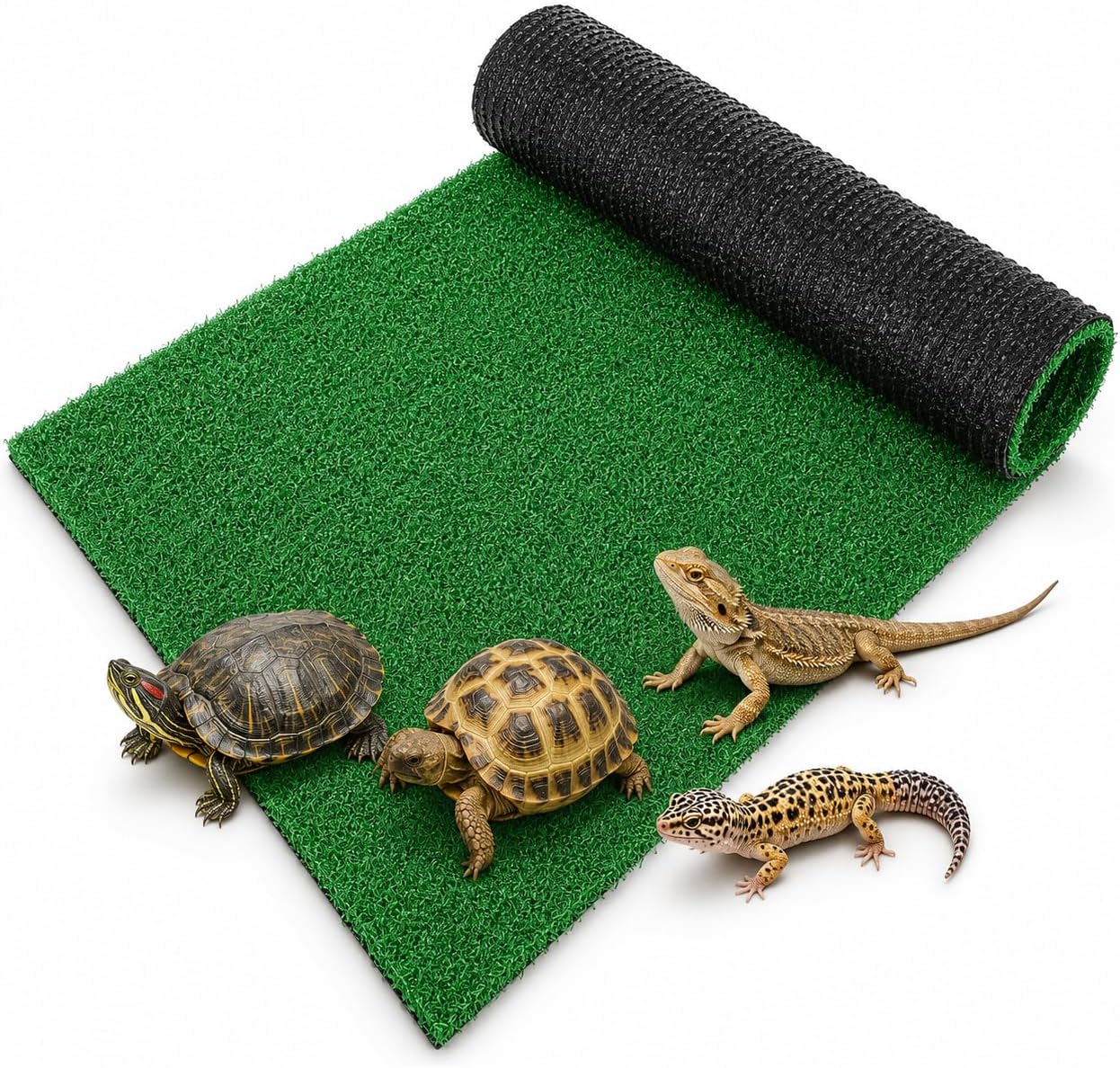 Turtle Basking Platform Turf - Reptile Carpet Artificial Grass Mat for Fish Tank Decoration, Simulated Turtle Turf Green Grass Carpet for Climbing and Basking, Aquarium Decor 19.7X9.8 Inch
