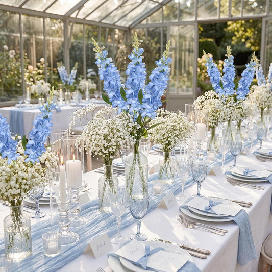 10PCS Blue Delphinium Artificial Flowers 25.2in Faux Silk Flowers Bulk Larkspur Gladiolus Style Fake Blue Flowers for Vase Home Wedding Centerpiece Table Decor Outdoor Floral Filler Florals