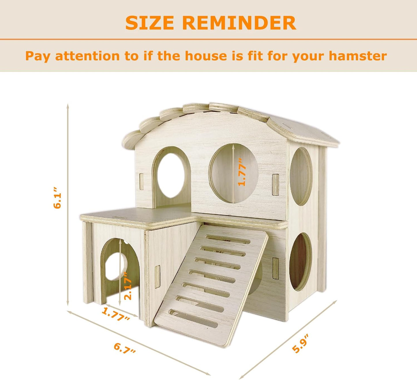 Hamster Hideout Cage Accessories - Hamster House and Habitat Wooden Hide Hut with Climbing Ladder and Platform for Dwarf Gerbils and Mouse Mice Rat Other Small Animals etc.