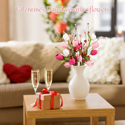 Artificial Tulips Flower Stems for Valentine’s Day Anniversary Decor