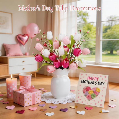 Artificial Tulips Flower Stems for Valentine’s Day Anniversary Decor