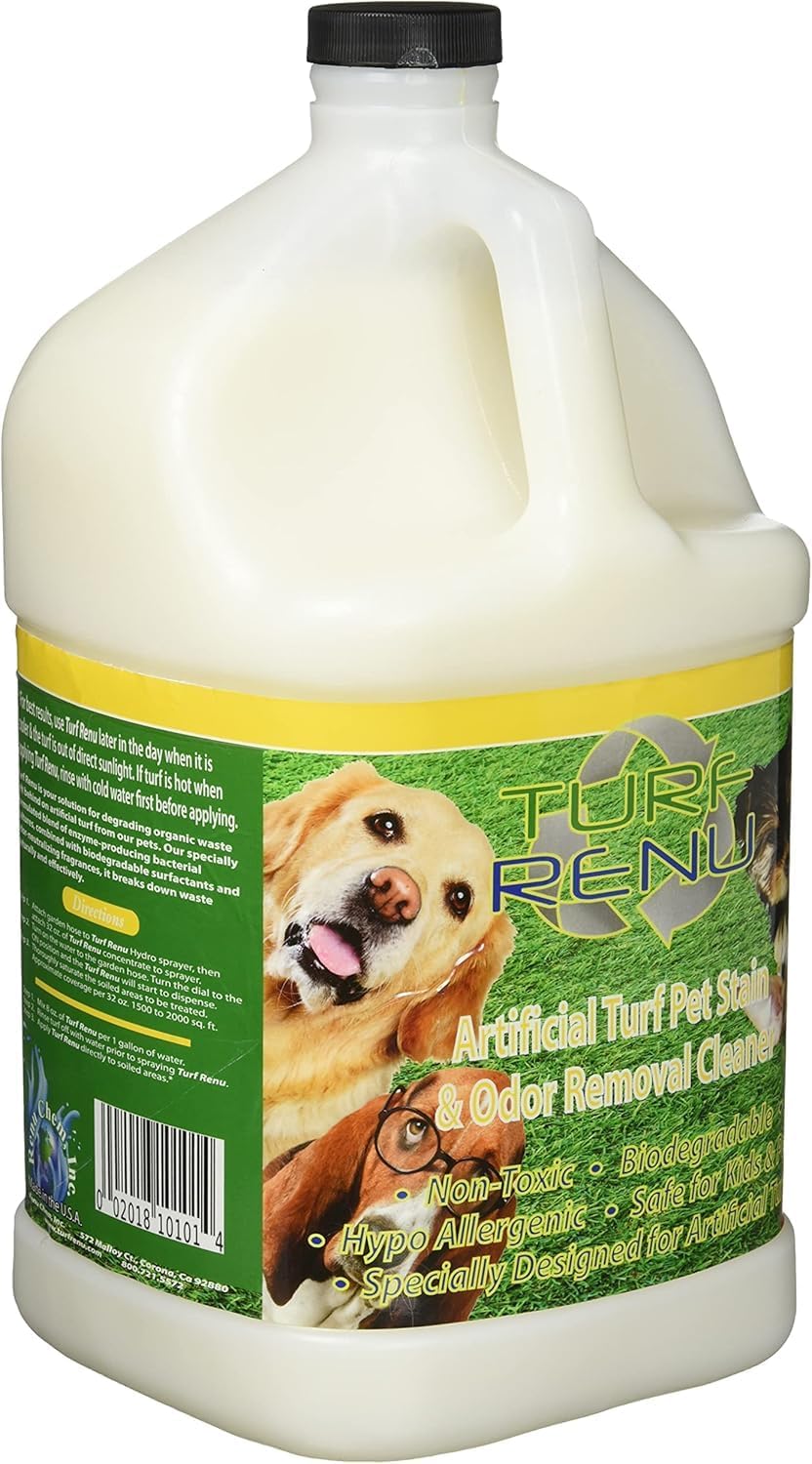 Artificial Turf Pet Stain & Odor Removal Cleaner Refill, 1 Gallon, Enzymatic Artificial Grass Cleaner for Dog Urine, Kennels & Outdoor Surfaces