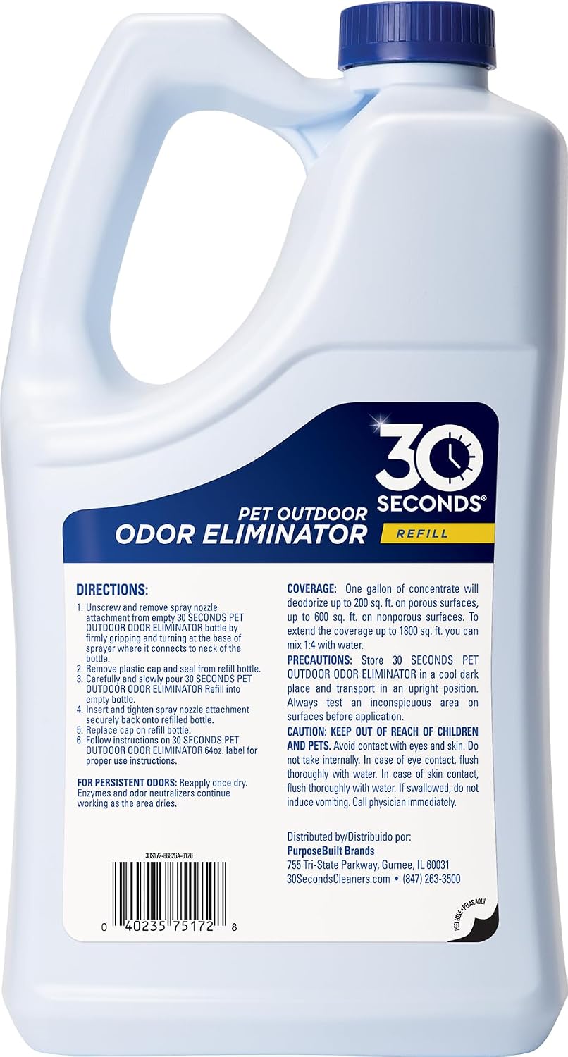 Outdoor Odor Eliminator for Pets, Dogs, For Grass, Turf, Lawns, Kennels & Dog runs, Enzyme Cleaner (1 Gallon Concentrate)