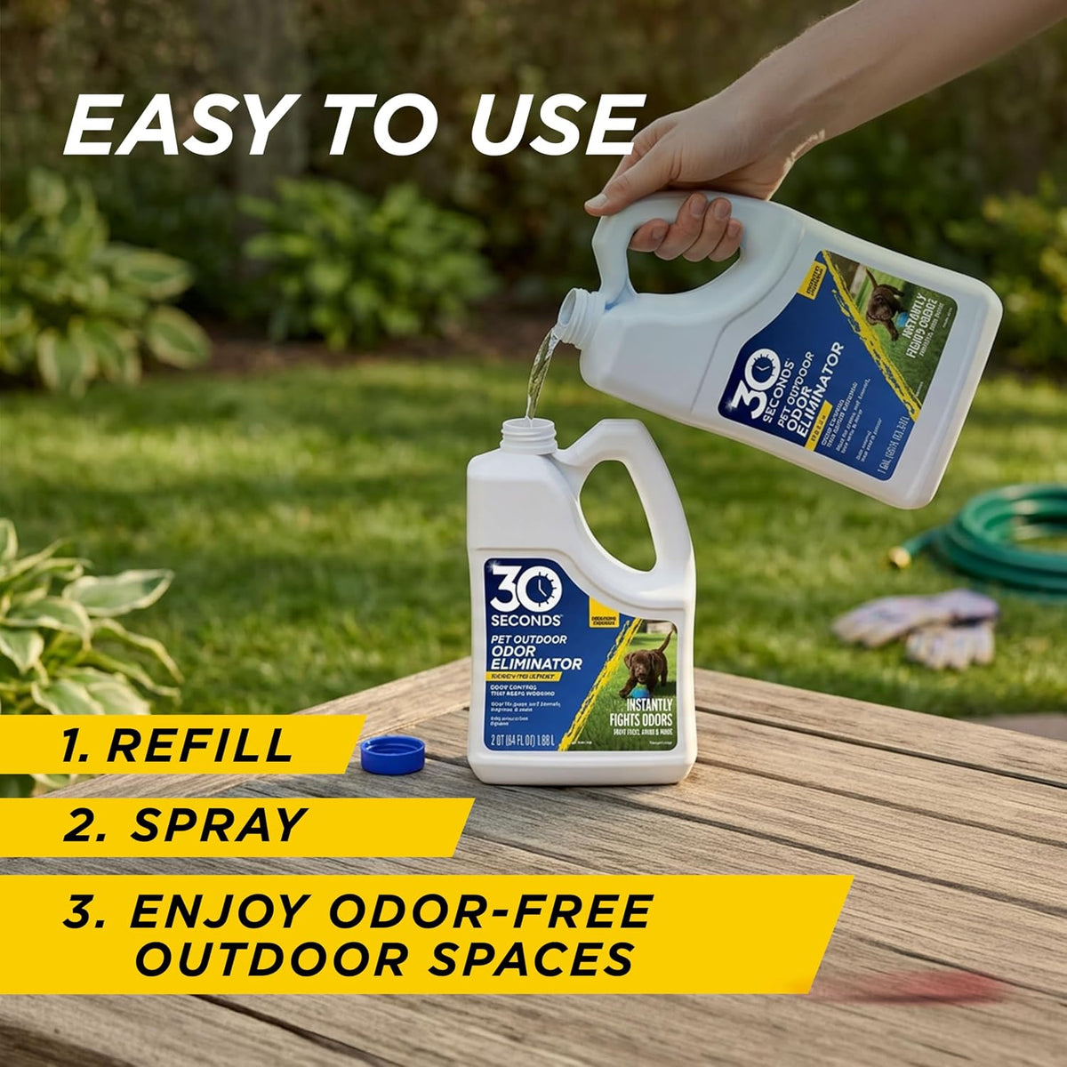 Outdoor Odor Eliminator for Pets, Dogs, For Grass, Turf, Lawns, Kennels & Dog runs, Enzyme Cleaner (1 Gallon Concentrate)
