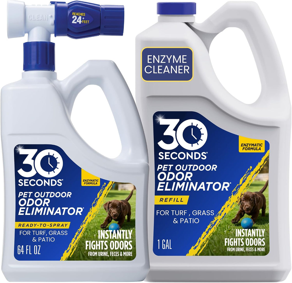 Outdoor Odor Eliminator for Pets, Dogs, For Grass, Turf, Lawns, Kennels & Dog runs, Enzyme Cleaner (1 Gallon Concentrate)