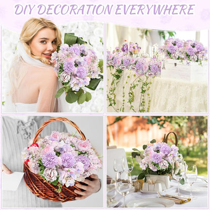 Artificial Peony Hydrangea Flowers Bouquets Realistic Silk Fake Flowers for Wedding Table Centerpieces Home Farmhouse Decor Faux Floral Arrangement for Bridal Party DIY(Gradiente Blue,8 Pcs)