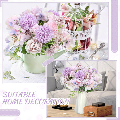 Artificial Peony Hydrangea Flowers Bouquets Realistic Silk Fake Flowers for Wedding Table Centerpieces Home Farmhouse Decor Faux Floral Arrangement for Bridal Party DIY(Gradiente Blue,8 Pcs)