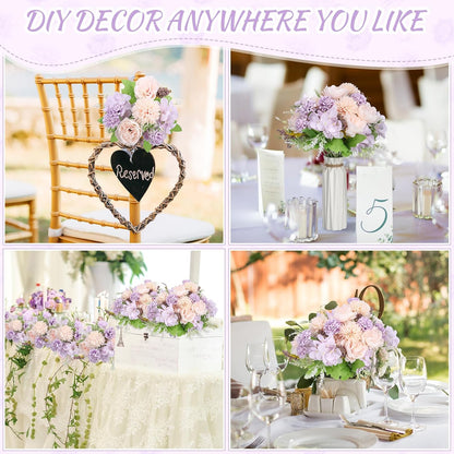 Artificial Peony Hydrangea Flowers Bouquets Realistic Silk Fake Flowers for Wedding Table Centerpieces Home Farmhouse Decor Faux Floral Arrangement for Bridal Party DIY(Gradiente Blue,8 Pcs)