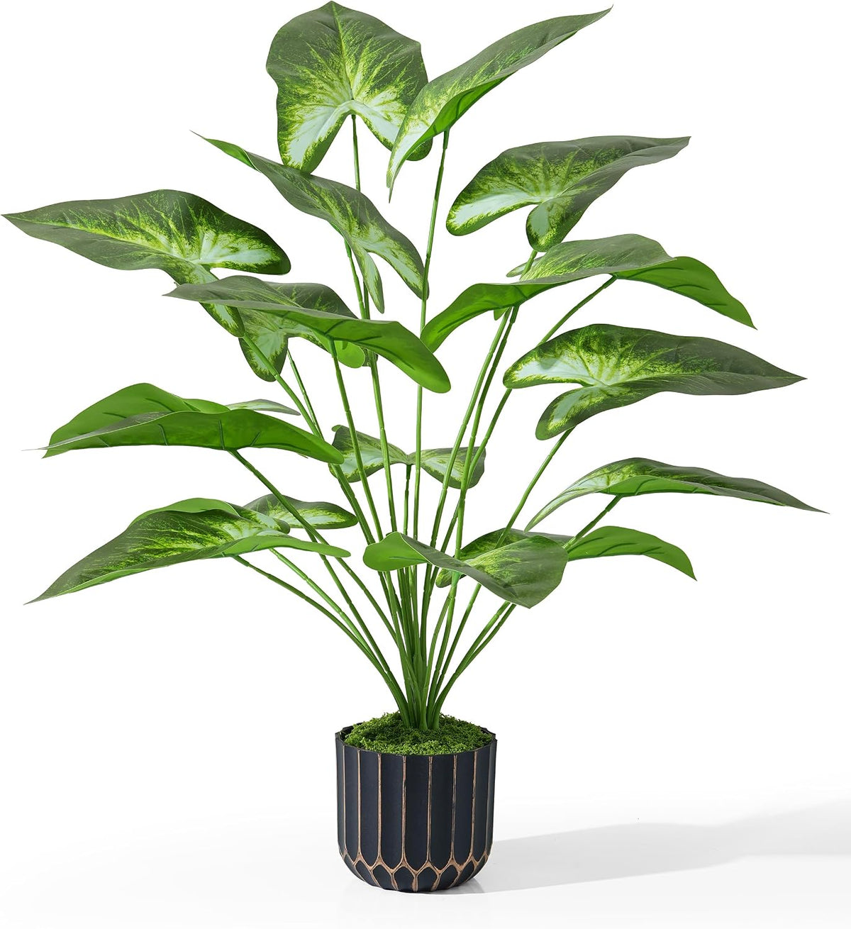 Fake Plants Monstera Plant, 28" Artificial Potted Plants Indoor with Black Gold Pot for Home Decor, Faux Plants Greenery for Living Room Bedroom Office Entryway Porch House Decoration