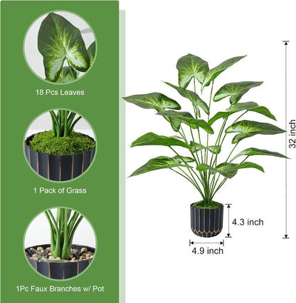 Fake Plants Monstera Plant, 28" Artificial Potted Plants Indoor with Black Gold Pot for Home Decor, Faux Plants Greenery for Living Room Bedroom Office Entryway Porch House Decoration