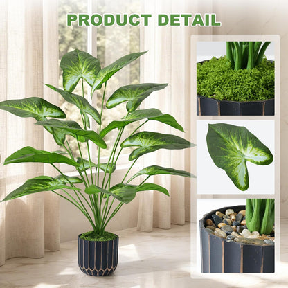 Fake Plants Monstera Plant, 28" Artificial Potted Plants Indoor with Black Gold Pot for Home Decor, Faux Plants Greenery for Living Room Bedroom Office Entryway Porch House Decoration