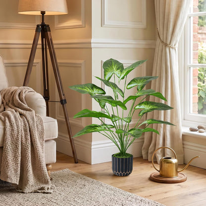 Fake Plants Monstera Plant, 28" Artificial Potted Plants Indoor with Black Gold Pot for Home Decor, Faux Plants Greenery for Living Room Bedroom Office Entryway Porch House Decoration