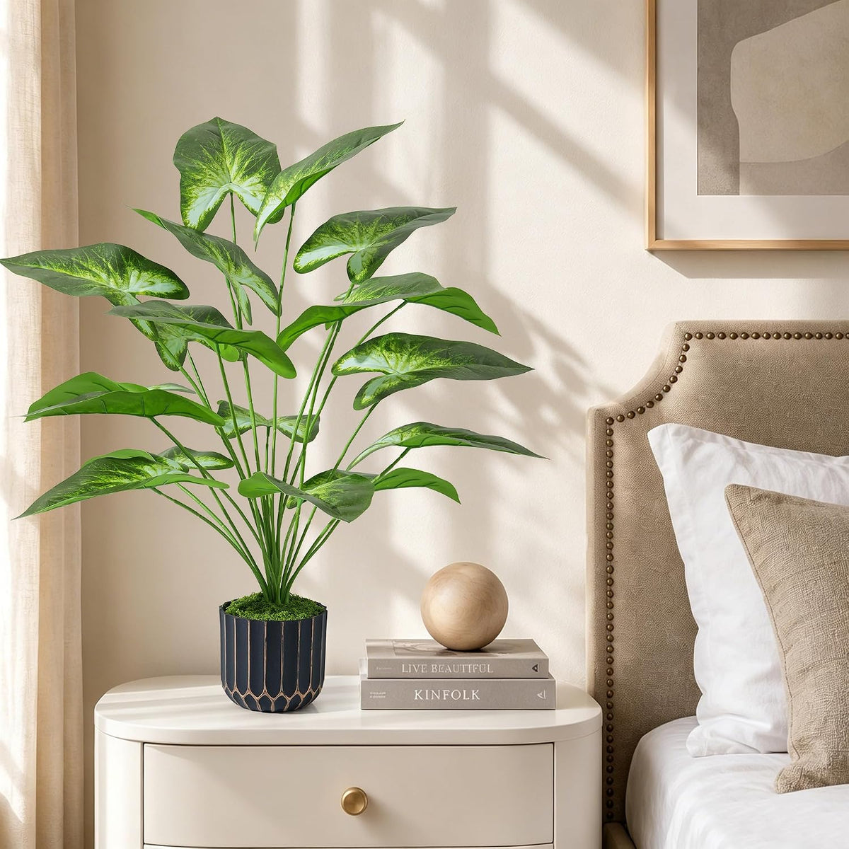Fake Plants Monstera Plant, 28" Artificial Potted Plants Indoor with Black Gold Pot for Home Decor, Faux Plants Greenery for Living Room Bedroom Office Entryway Porch House Decoration