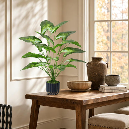 Fake Plants Monstera Plant, 28" Artificial Potted Plants Indoor with Black Gold Pot for Home Decor, Faux Plants Greenery for Living Room Bedroom Office Entryway Porch House Decoration