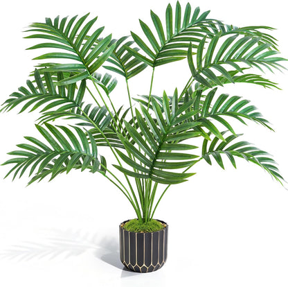Fake Plants Monstera Plant, 28" Artificial Potted Plants Indoor with Black Gold Pot for Home Decor, Faux Plants Greenery for Living Room Bedroom Office Entryway Porch House Decoration
