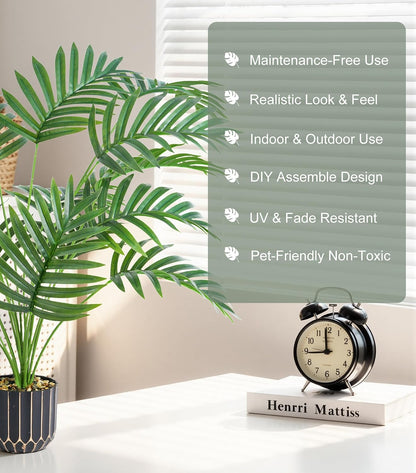 Fake Plants Monstera Plant, 28" Artificial Potted Plants Indoor with Black Gold Pot for Home Decor, Faux Plants Greenery for Living Room Bedroom Office Entryway Porch House Decoration